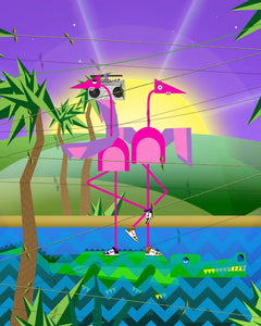 Headcase - Flamingo on Crocodile